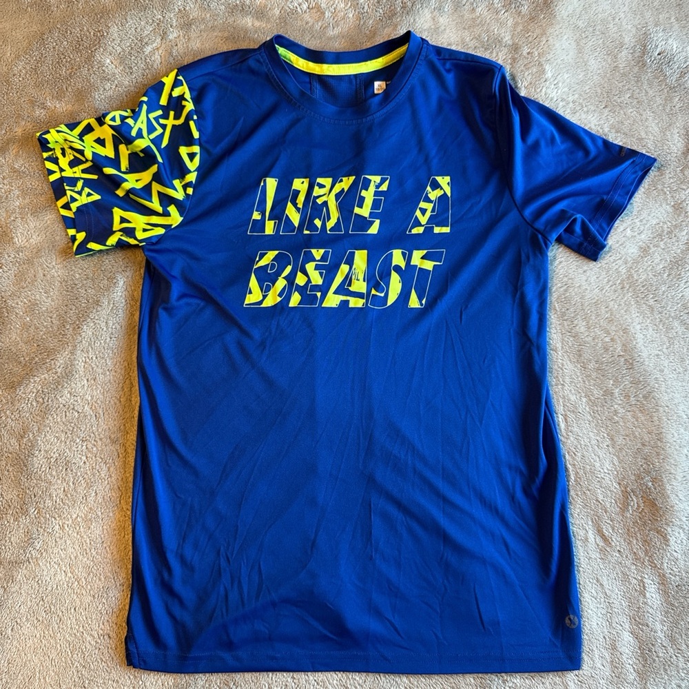 Xersion Royal Blue Quick-Dri Tee with Lime Highlights